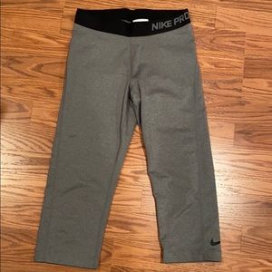 Gray Nike Pro Cropped Leggings